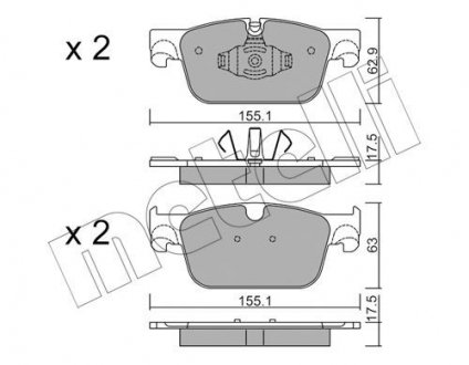 Колодки гальмівніVOLVO S90 II 16- PRZOD Metelli 2211190 (фото 1)