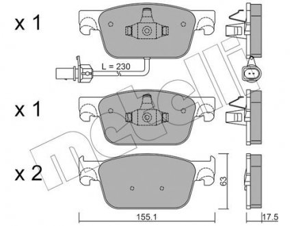 Колодки гальмівніAUDI A4 15- Metelli 2211250