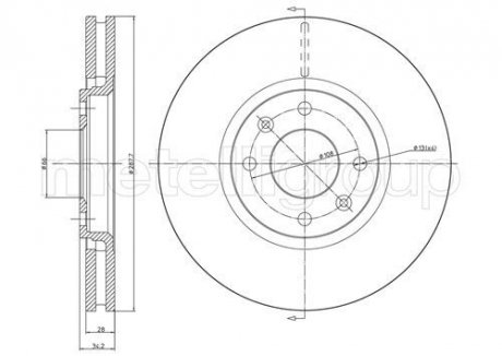 Диск тормознойCITROEN C5 2,2HDI-3,0 01-08 Metelli 230557C (фото 1)