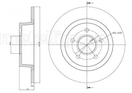 Диск гальмівнийFORD TOURNEO CONNECT 02- TYL Metelli 230761C