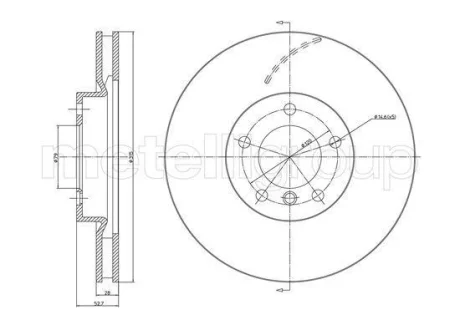 TARCZA HAM PRZOD LE 315X28 V Metelli 231072C
