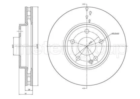 Диск гальмівний (передній) MB A-class (W176)/B-class (W246/W242) 11-18 (295x28) Metelli 231439C