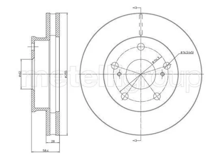 TARCZA HAM PRZOD 255X28 V Metelli 231481C