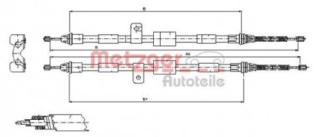 Трос ручного гальма METZGER 115456