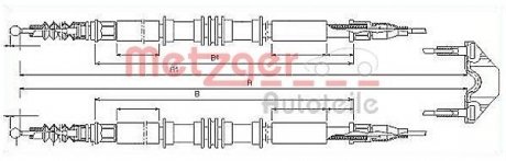 Трос ручного гальма METZGER 115858