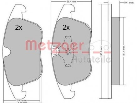 Колодки тормозные (передние) Land Rover Freelander/Ford Mondeo IV 1.8-2.5 07- METZGER 1170035 (фото 1)