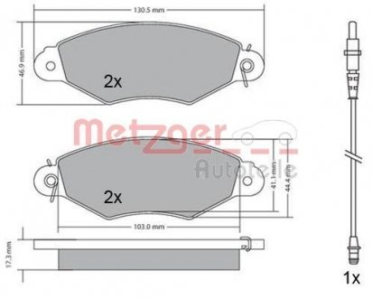 Колодки тормозные (передние) Renault Kangoo 98- (Bosch)/(с датчиками) METZGER 1170115