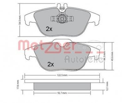 Колодки гальмівні (задні) MB C-class (W204/C204) 07-14/E-class (C207/A207) 09-16/GLK (X204) 08-15 METZGER 1170132