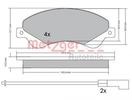 Колодки гальмівні (передні) Ford Transit V347 06- (FWD) METZGER 1170146