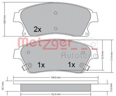 Колодки тормозные (передние) Chevrolet Aveo 11-/Opel Astra J 09- METZGER 1170393 (фото 1)