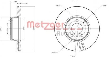 Диск гальмівний (передній) BMW 5 (E60/E61)/6 (E63) 03- (324x30) METZGER 6110208 (фото 1)