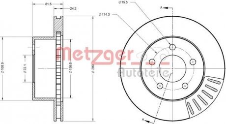 Brake Disc METZGER 6110653