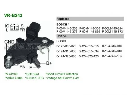 Регулятор напруги генератора MOBILETRON VRB243