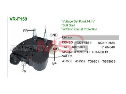 Регулятор генератора MOBILETRON VRF159 (фото 1)