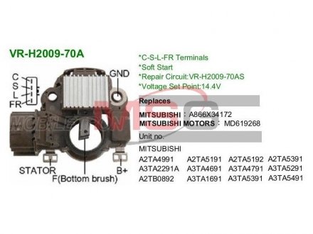 Регулятор генератора MOBILETRON VR-H2009-70A (фото 1)