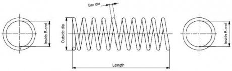 Пружина передня L=267mm Transit 91- (model 150,2835mm) MONROE SP0089