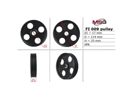 Шків насоса CITROEN JUMPY 1995-2007, FIAT SCUDO 1995-2004, PEUGEOT 406 1995-2004 MSG FI009PUL