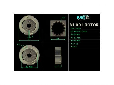 Ротор, статор і пластини насоса ГПК ALFA ROMEO 159 (939) 05-11,159 Sportwagon (939) 06-11;BMW 3 (E46) 98-05,3 Tourin MSG NI001ROTOR
