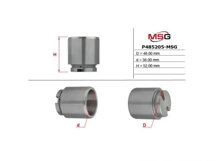 Фото поршень суппорта FORD TRANSIT c бортовой платформой/ходовая часть 06-,TRANSIT автобус 06-,TRANSIT фу /EMMETEC (MS GROUP) MSG P485205-MSG Поршень суппорта FORD TRANSIT c бортовой платформой/ходовая часть 06-,TRANSIT автобус 06-,TRANSIT фу /EMMETEC (MS GROUP) MSG P485205-MSG