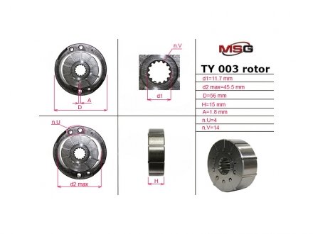 Ротор, статор і пластини насоса ГПК CHRYSLER 300 M (LR) 98-04,NEON (PL) 94-99,NEON II 99-06,STRATUS (JA) 95-01,STRAT MSG TY003ROTOR