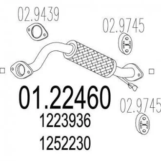 Фото труба вихлопного газу MTS 0122460 Труба вихлопного газу MTS 0122460
