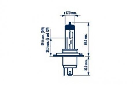 Лампа H4 12V 60/55W P 43t-38Range Power Blue+50% NARVA 48677 (фото 1)