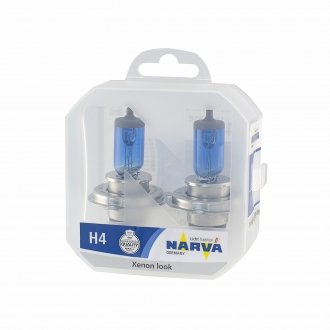 Лампа галогенна TWIN SET H4 12V 60/55W RANGE POWER WHITE (вір-во) NARVA 48680S2