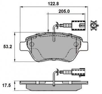 Тормозные колодки перед. Doblo 01-(Bosch) (122.8x53.6) с датчиком NATIONAL NP2142