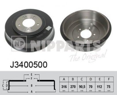Гальмівний барабан NIPPARTS J3400500