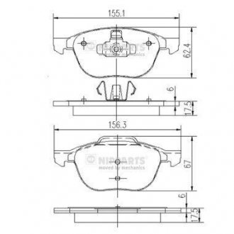 Тормозные колодки, дисковый тормоз (набор) NIPPARTS J3603063