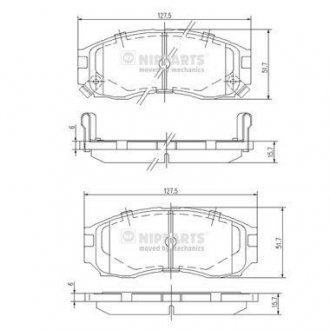 Гальмівні колодки, дискове гальмо (набір) NIPPARTS J3605030