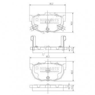 Гальмівні колодки, дискове гальмо (набір) NIPPARTS J3610505