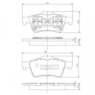 Гальмівні колодки, дискове гальмо (набір) NIPPARTS J3611045