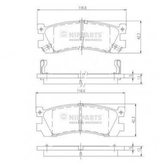 Гальмівні колодки, дискове гальмо (набір) NIPPARTS J3613005