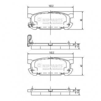 Гальмівні колодки, дискове гальмо (набір) NIPPARTS J3613020