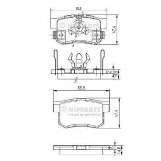 Гальмівні колодки, дискове гальмо (набір) NIPPARTS J3614017