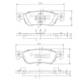 Гальмівні колодки, дискове гальмо (набір) NIPPARTS J3619000