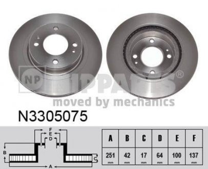 Тормозной диск передний NIPPARTS N3305075