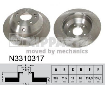 Диск тормозной задний NIPPARTS N3310317