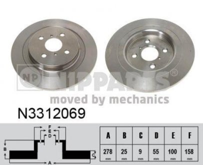 Тормозной диск NIPPARTS N3312069 (фото 1)