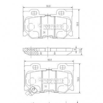 Гальмівні колодки, дискове гальмо (набір) NIPPARTS N3611053