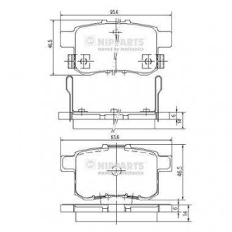 Гальмівні колодки, дискове гальмо (набір) NIPPARTS N3614020