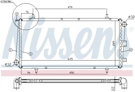 Фото 1 - радиатор, охлаждение двигателя NISSENS 62785A Радиатор, охлаждение двигателя NISSENS 62785A (фото 1)