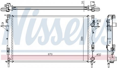 Радіатор, охолодження двигуна NISSENS 63816A