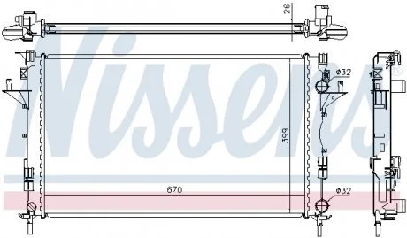 Радиатор, охлаждение двигателя NISSENS 63816A