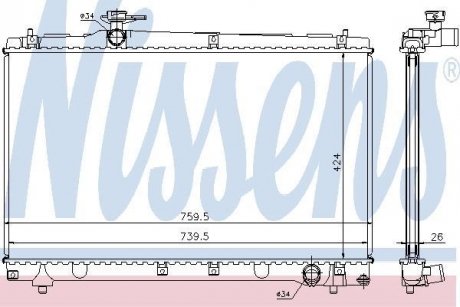 Радіатор, охолодження двигуна NISSENS 64670A