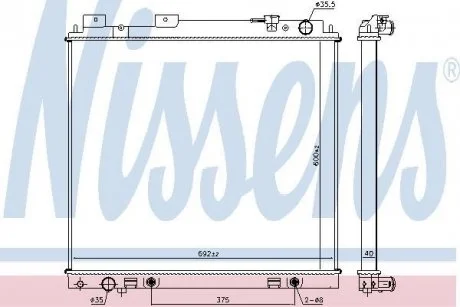 Радіатор двигуна NISSAN NAVARA NP300, PATHFINDER III 3.0D 02.10- NISSENS 68744