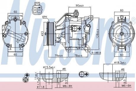 Компрессор кондиционераCOROLLA 01-.. NISSENS 890036