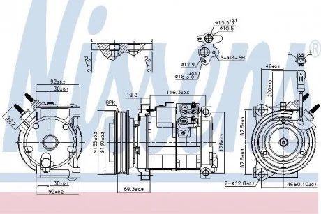 Компресор кондиціонера CHRYSLER VOYAGER IV, DODGE CARAVAN 3.3/3.8 01.95-12.08 NISSENS 890152