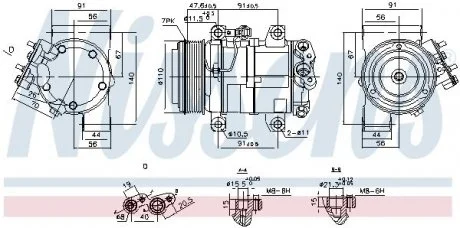 Компресор кондиціонера INFINITI QX56, QX80, NISSAN PATROL VI 5.6 09.03- NISSENS 890874